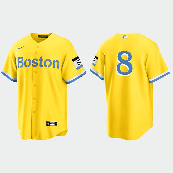 Men's Boston Red Sox #8 Carl Yastrzemski Gold MLB 2021 City Connect Stitched Jersey